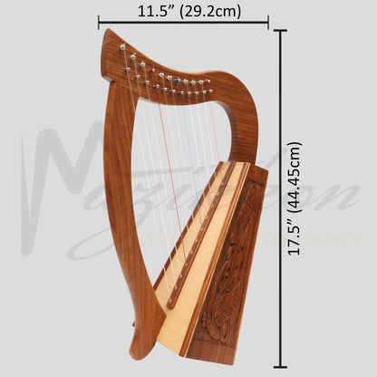 Muzikkon O’carolan Harp 11 String Rosewood Celtic Dragon