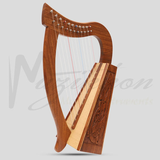 Muzikkon O’carolan Harp 11 String Rosewood Celtic Dragon