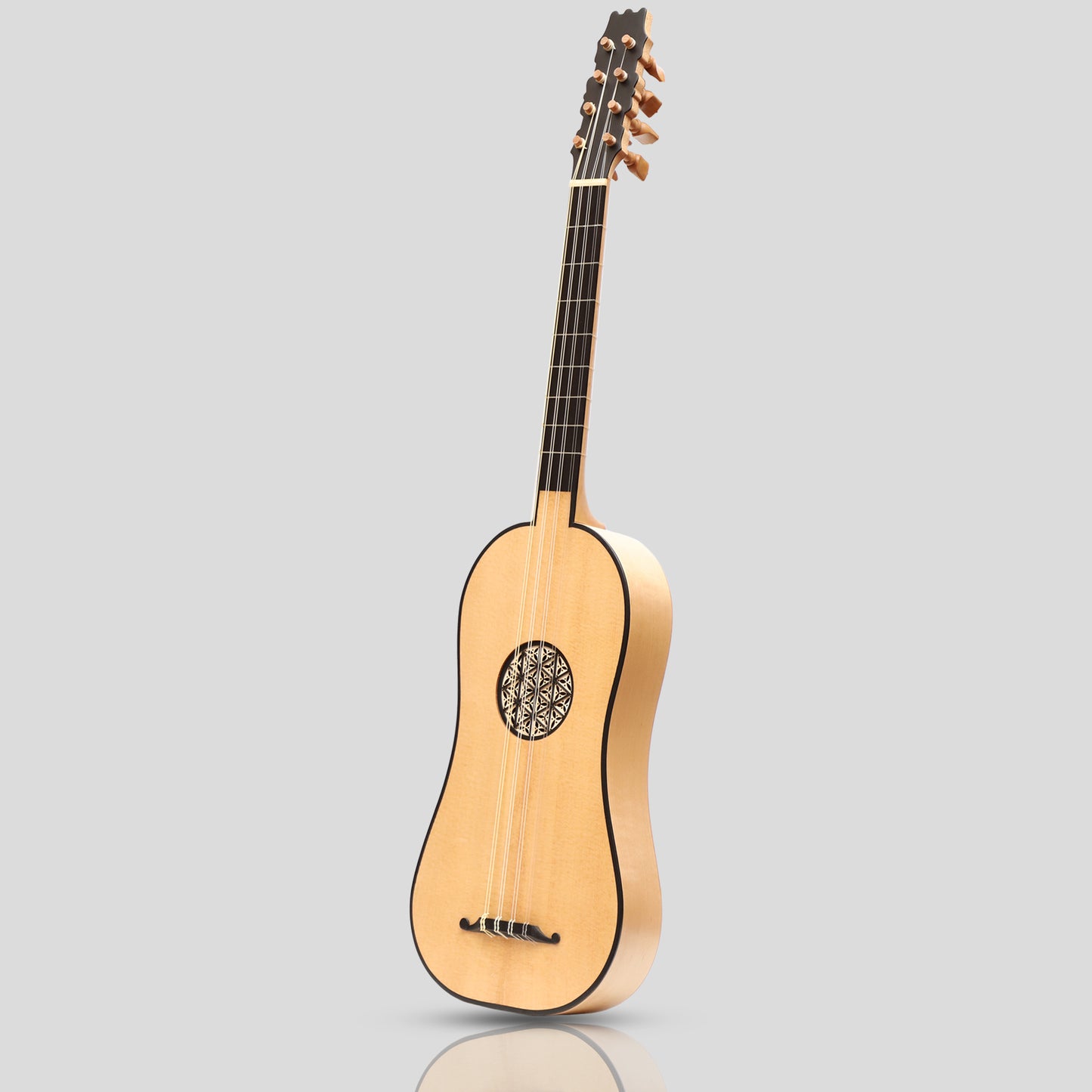 Muzikkon Renaissance guitar, 4 Course Variegated Maple Ebony