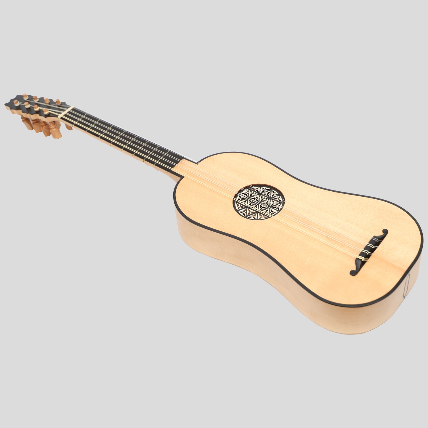 Muzikkon Renaissance guitar, 4 Course Variegated Maple Ebony