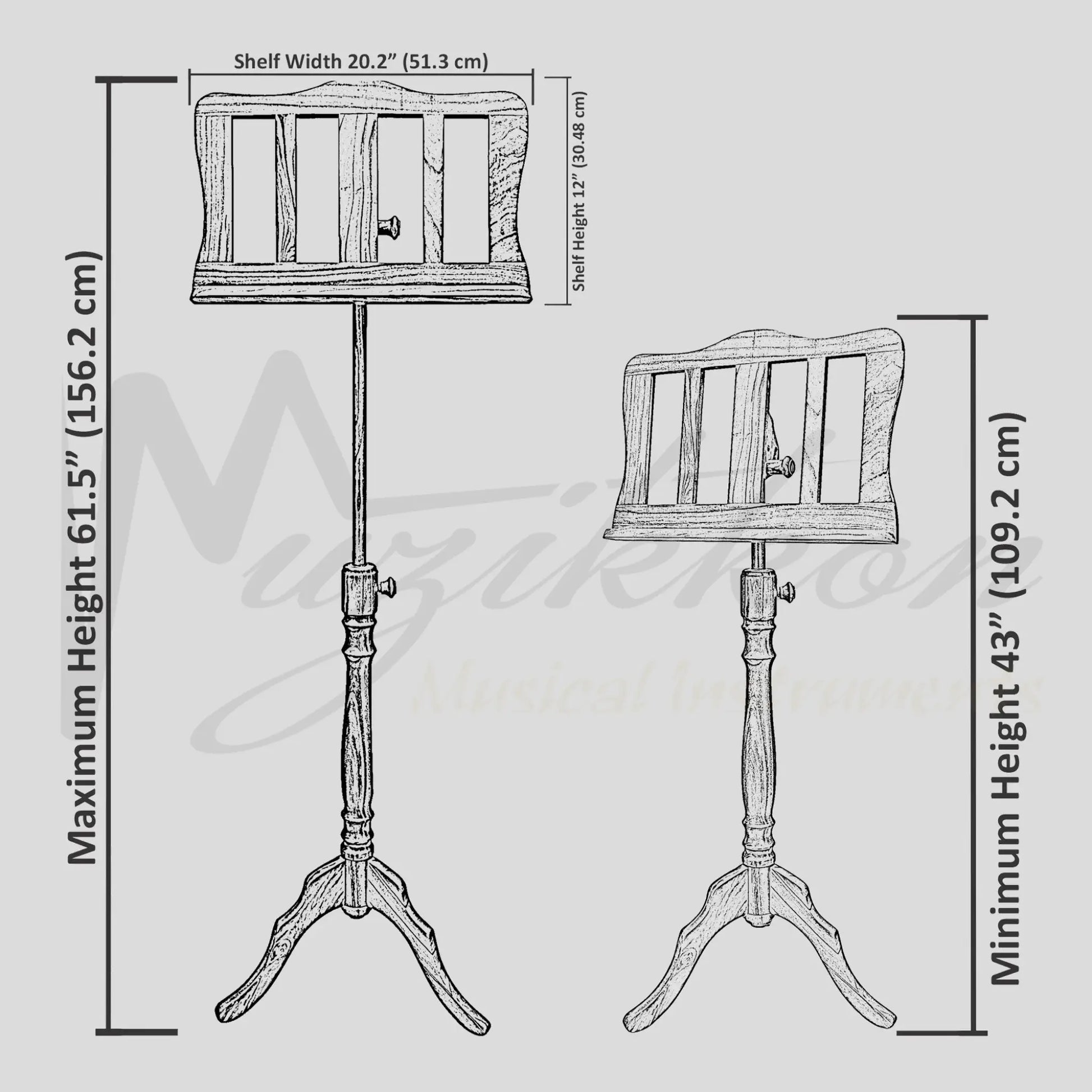 Muzikkon Single Tray Georgian Music Stand