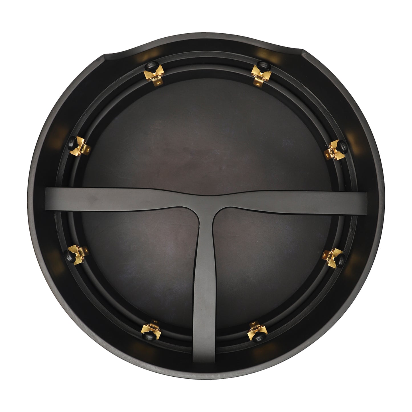 Muzikkon 15"x5" (38x12,5 cm) Premium Celtic Irish Bodhran Finitura nera con sistema Easy Tune Deep Rim T-Bar Pelle nera