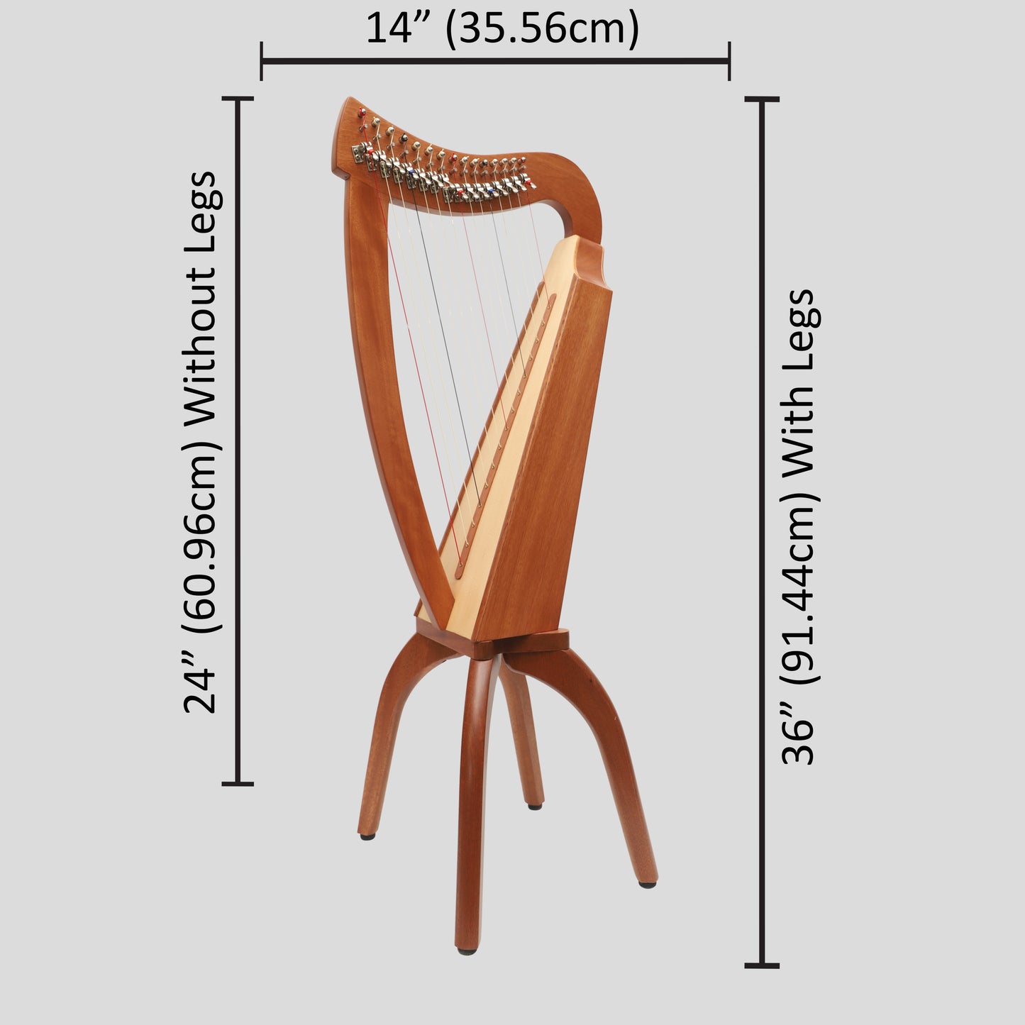 Muzikkon 15 String Trinity Cèilidh Harp Mahogany