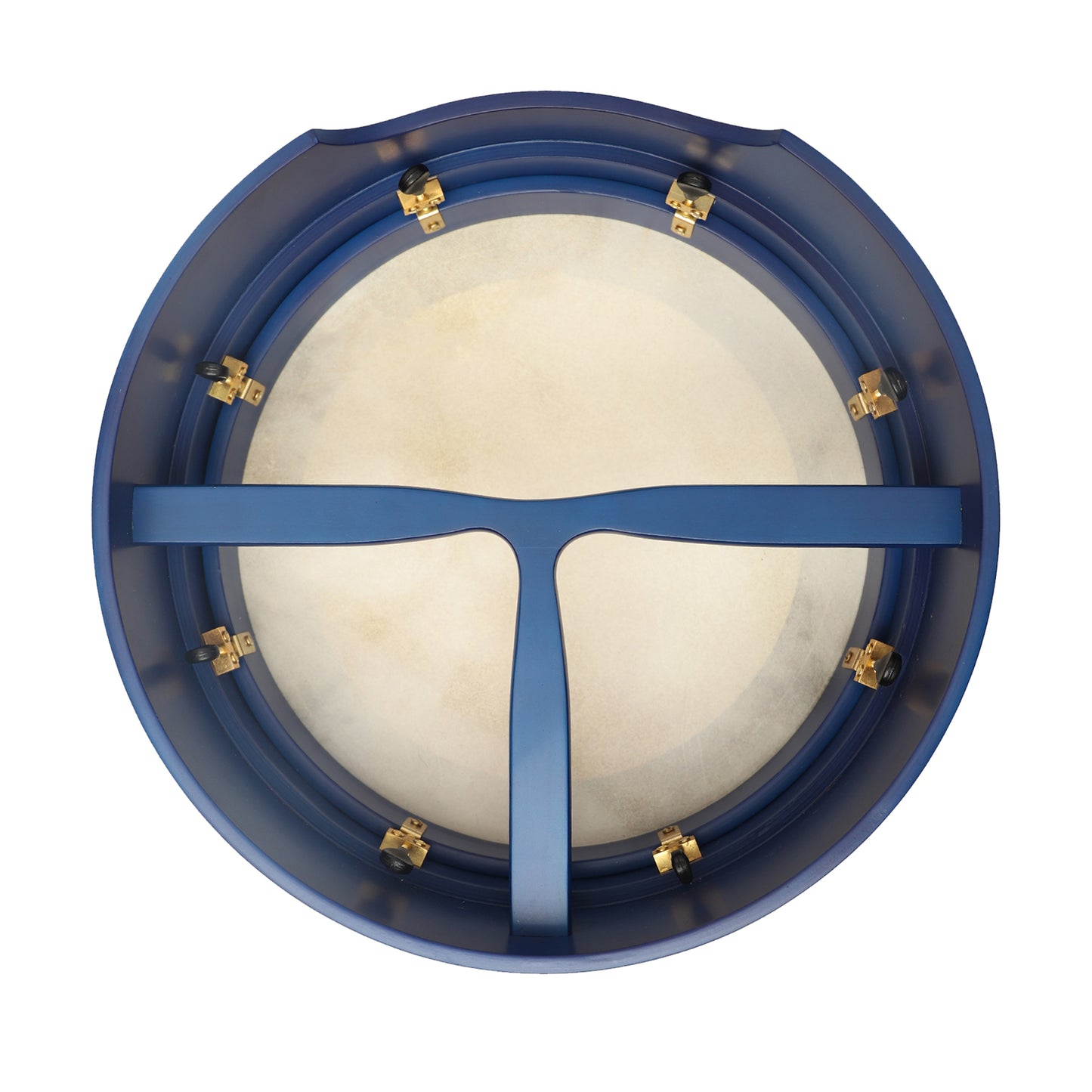 Muzikkon 16"x5" (38x12,5 cm) Premium Celtic Irish Bodhran Blue Finish mit Easy Tune System, tiefer Rand T-Bar & Taped Finish