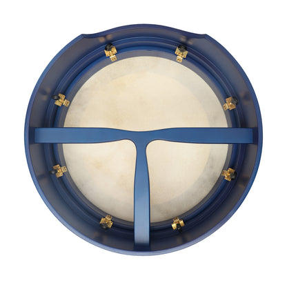 Muzikkon 16"x5" (38x12,5 cm) Premium Celtic Irish Bodhran Blue Finish mit Easy Tune System, tiefer Rand T-Bar & Taped Finish