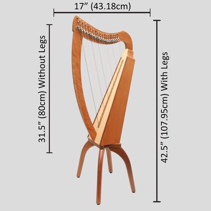 19 Corde Trinità Triskelion Arpa Mogano