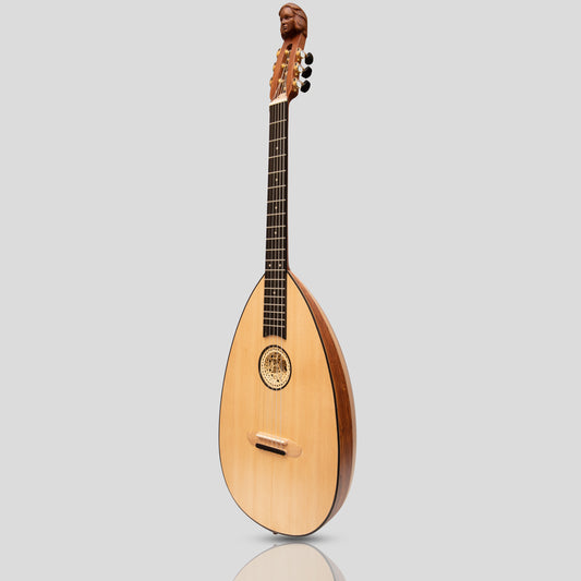 Muzikkon Lute Guitar, 6 Steel Strings Variegated Lacewood Rosewood Left Handed