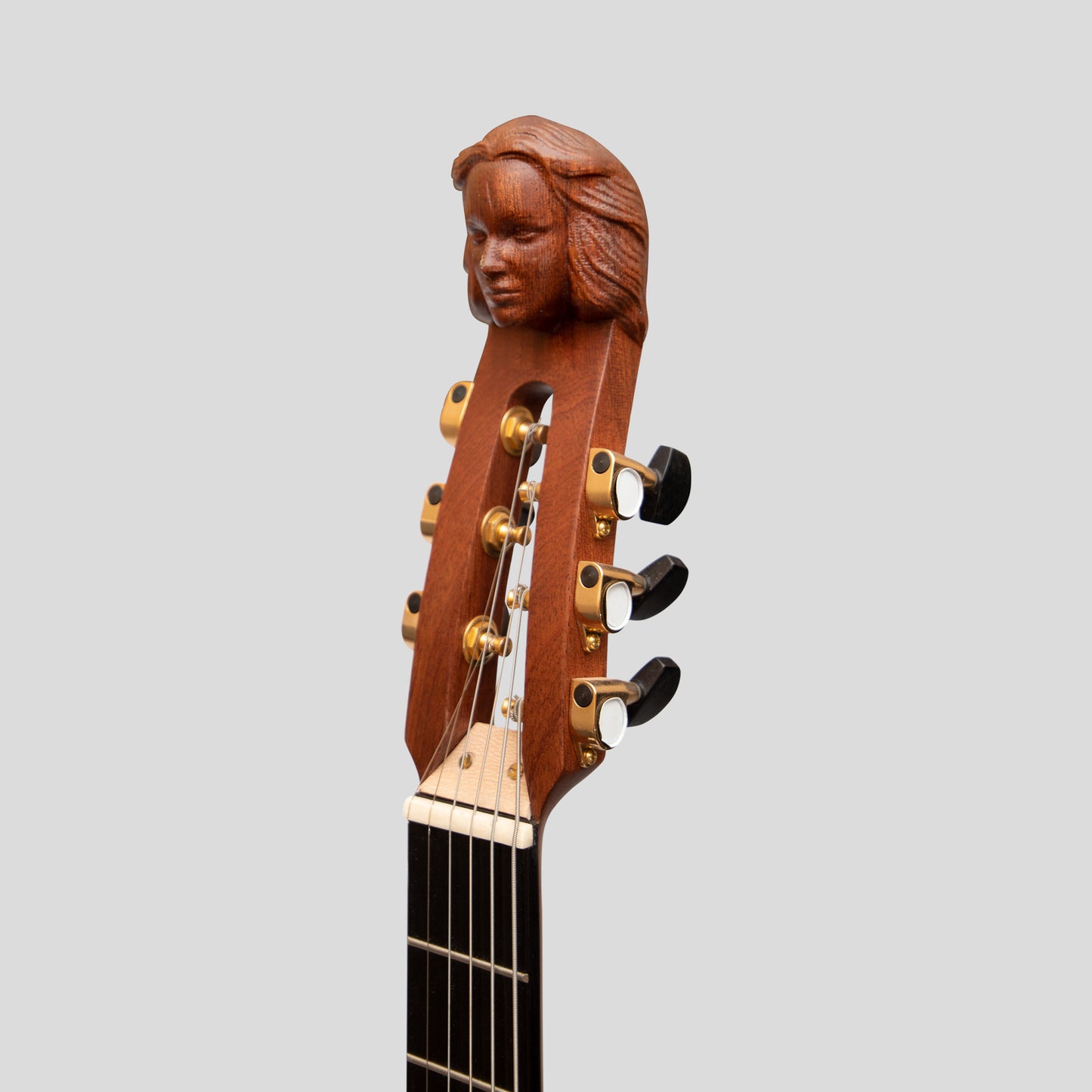 Muzikkon Liuto Guitar, 6 corde in acciaio Variegated Lacewood Palissandro Mancino