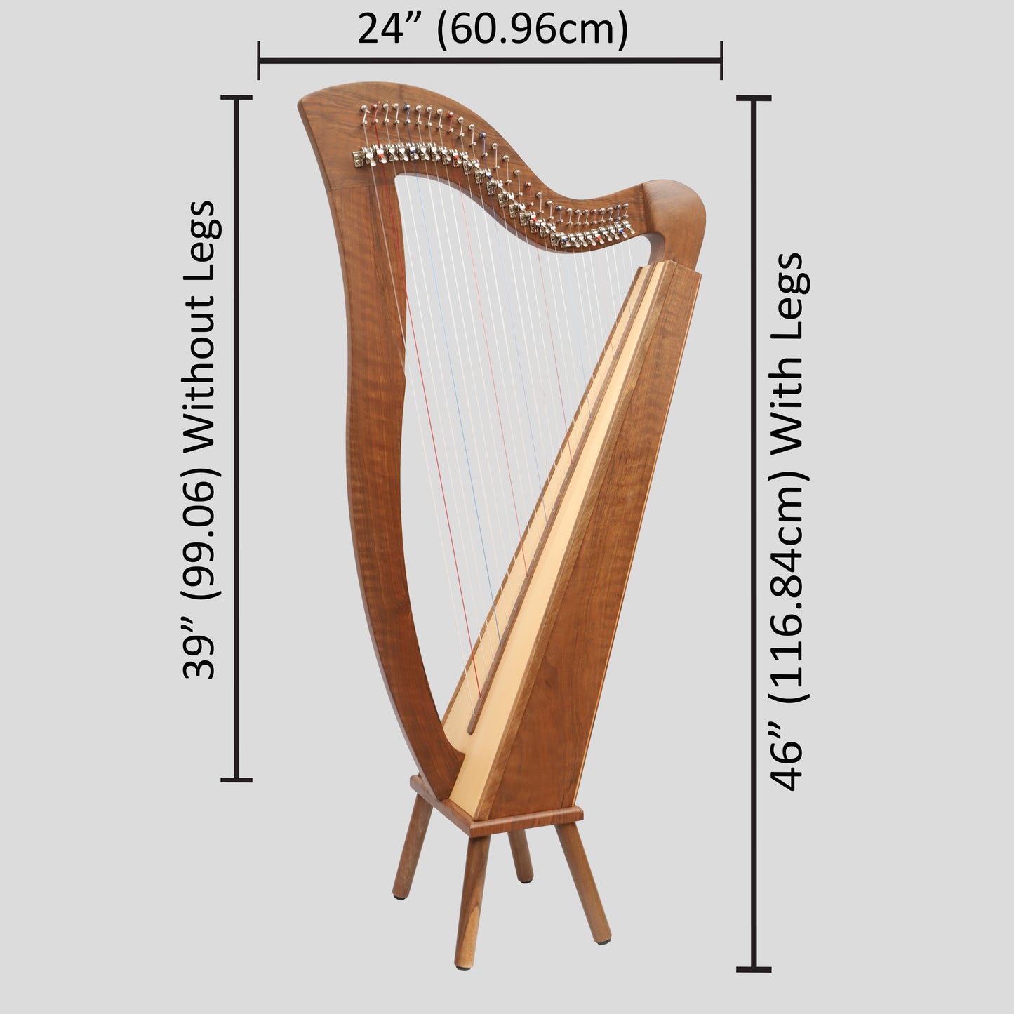 Muzikkon McHugh Harfe 27 Saiten Nussbaum Quadrat Boden