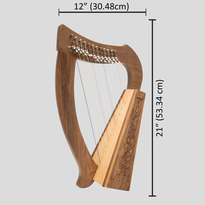 O'Carolan Harp, 12 Strings Walnut With Sharpening Levers