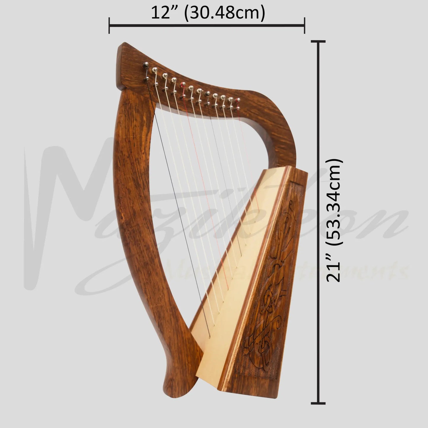 O’carolan Harp 12 String Rosewood Celtic Dragon