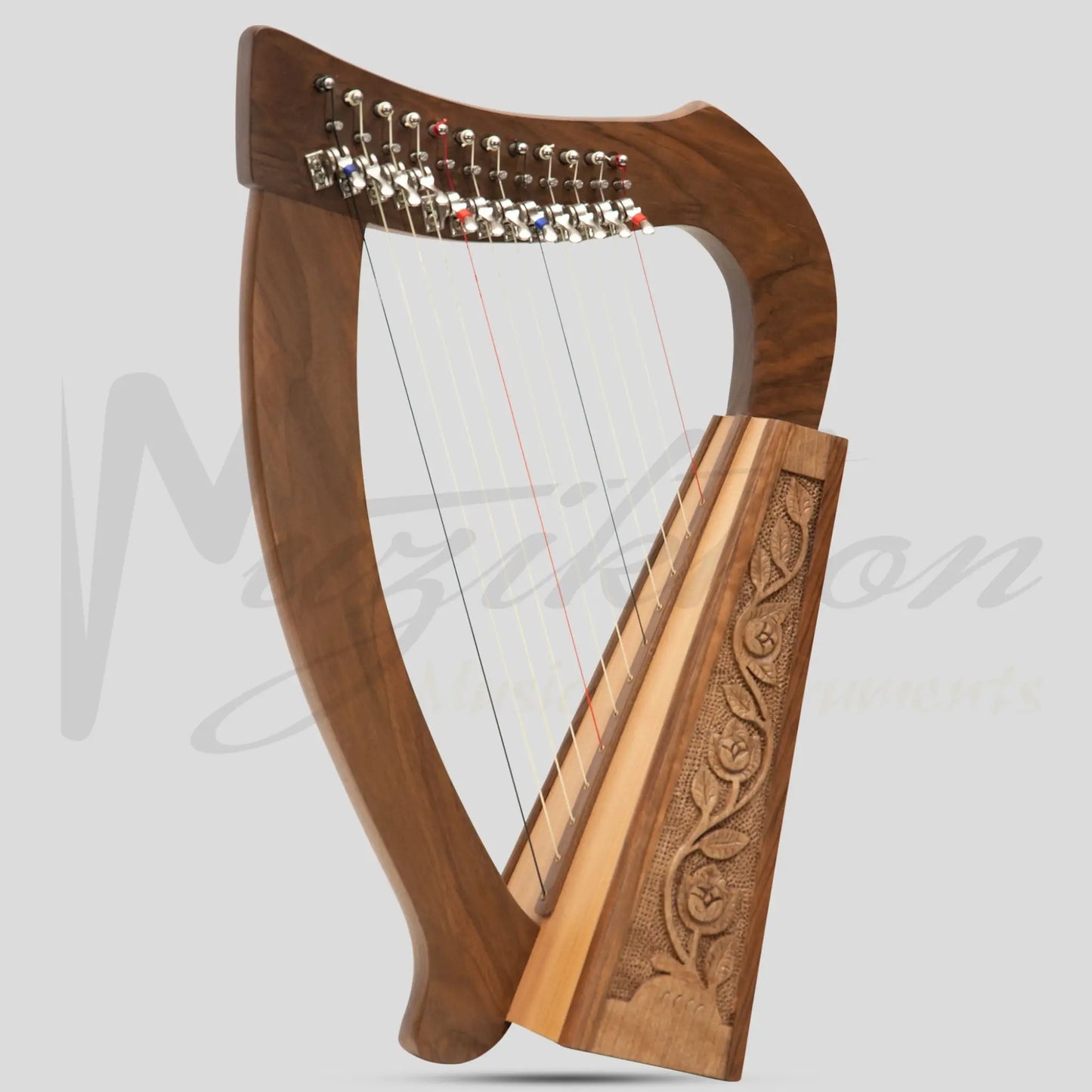 O’carolan Harp 12 String Walnut Mini-Harp With Sharpening Levers