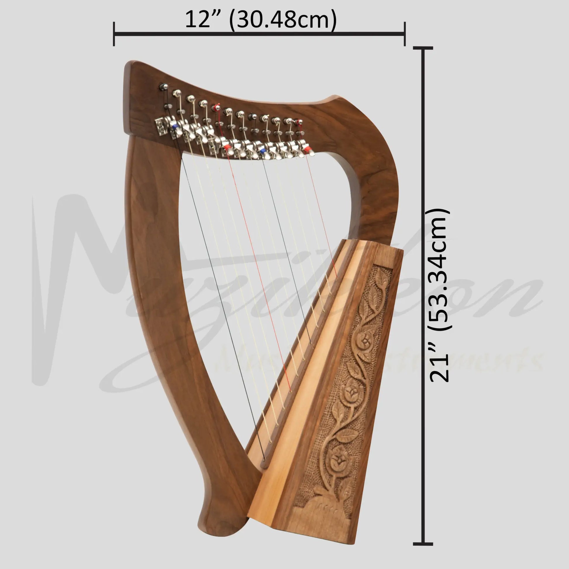 O’carolan Harp 12 String Walnut Mini-Harp With Sharpening Levers