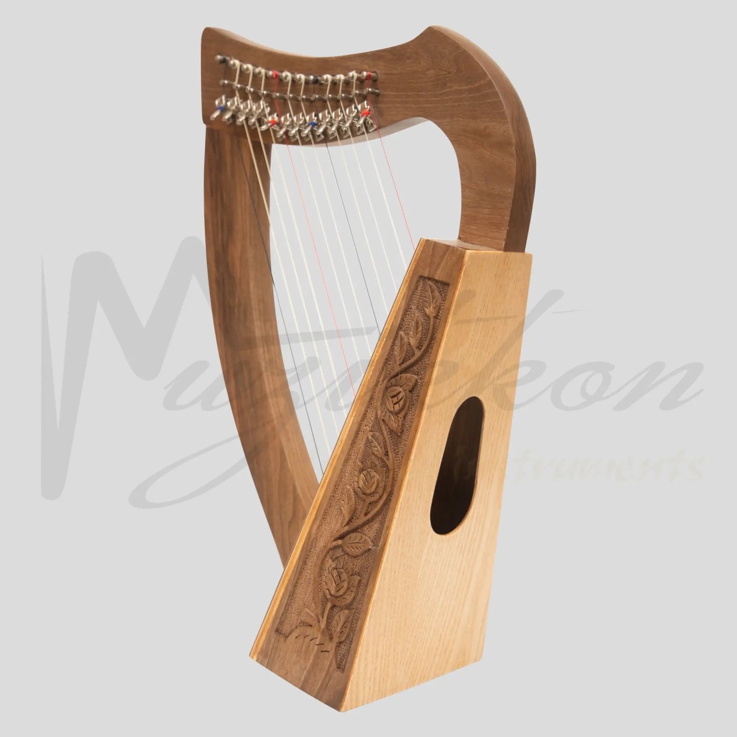 O’carolan Harp 12 String Walnut Mini-Harp With Sharpening Levers