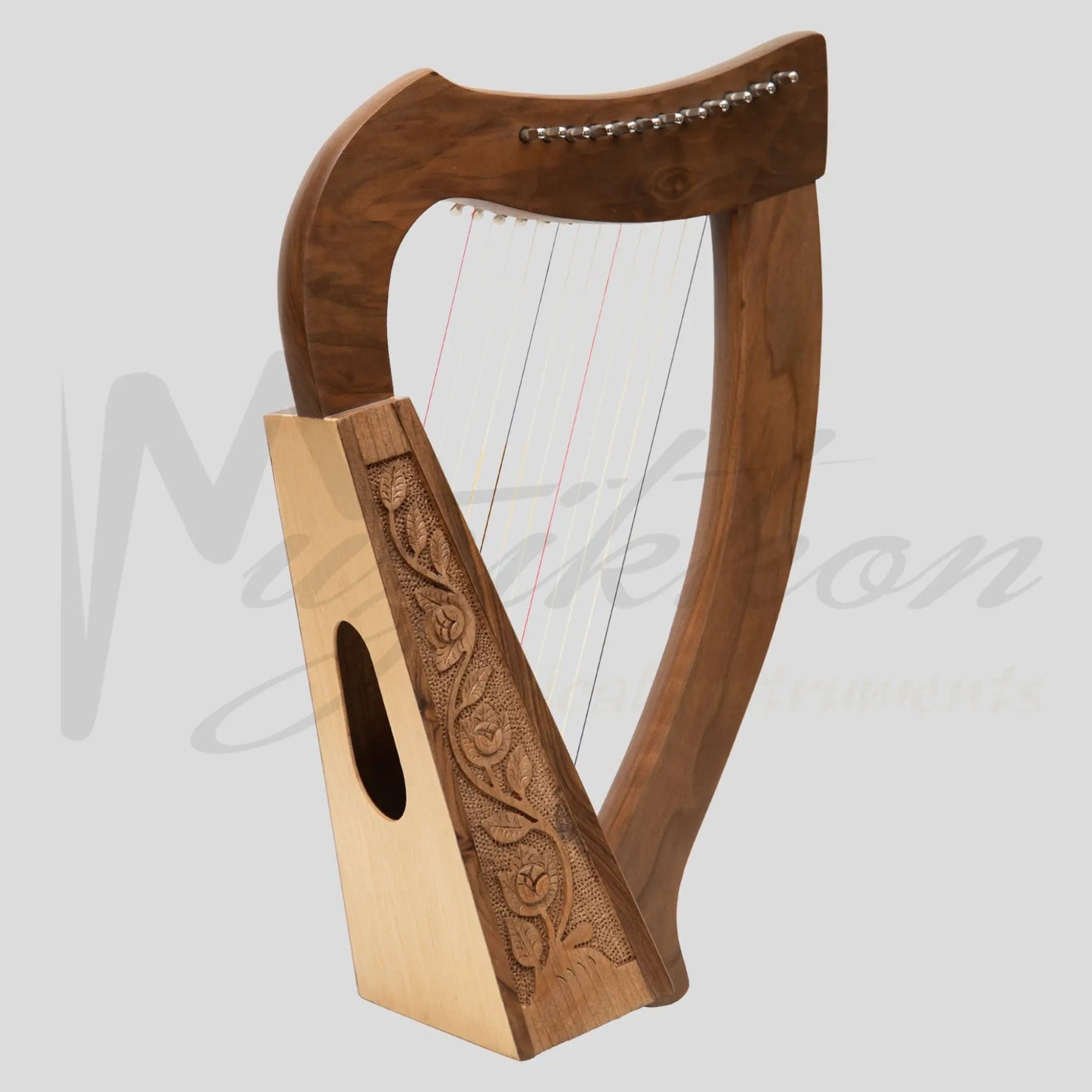 O’carolan Harp 12 String Walnut Mini-Harp With Sharpening Levers