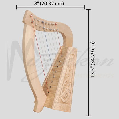 O’carolan Harp 8 String Lacewood Celtic Dragon