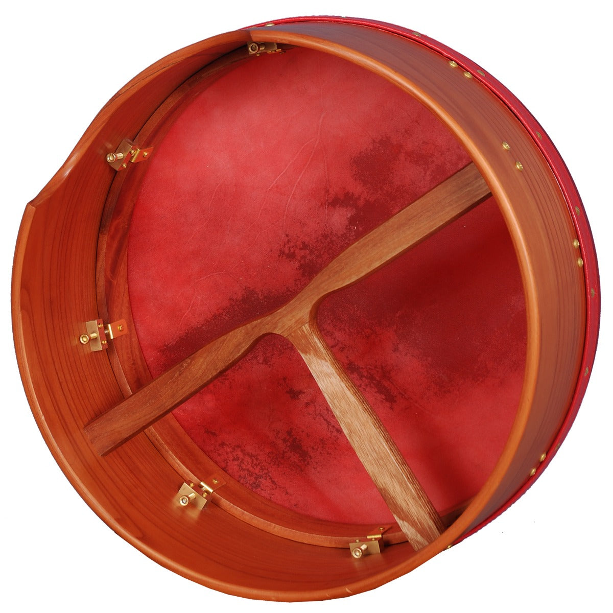 16"x6" Heartland Tunable Deep Rim Bodhran Red Cedar T-Bar Red Skin Muzikkon