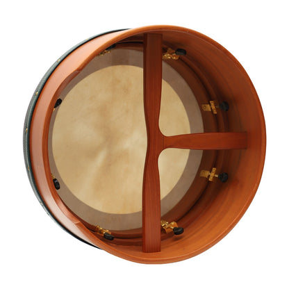 Muzikkon 14"x6" (35,5x15 cm) Premium Celtic Irish Bodhran mit Easy Tune System Red Cedar Finish Tiefer Rand T-Bar & Taped Finish