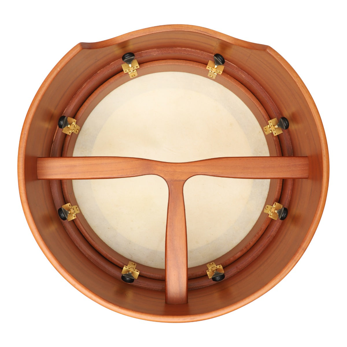 Muzikkon 14"x6" (35,5x15 cm) Premium Celtic Irish Bodhran mit Easy Tune System Red Cedar Finish Tiefer Rand T-Bar & Taped Finish